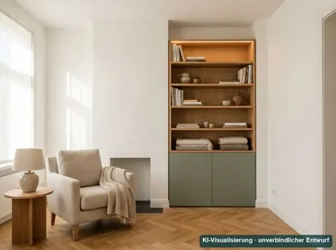 KI-Visualisierung: Einbauschrank in einer Nische