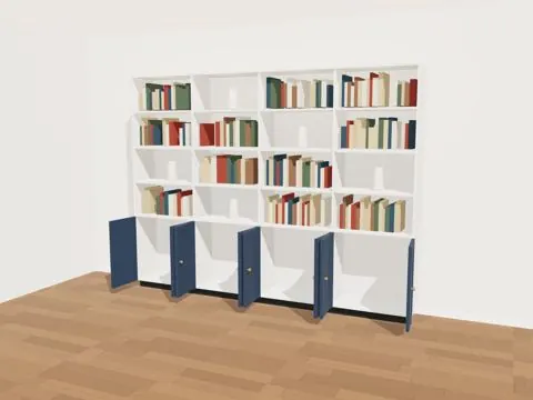 3D-Entwurf Arbeitszimmer und Büro, Türen und Schubladen offen