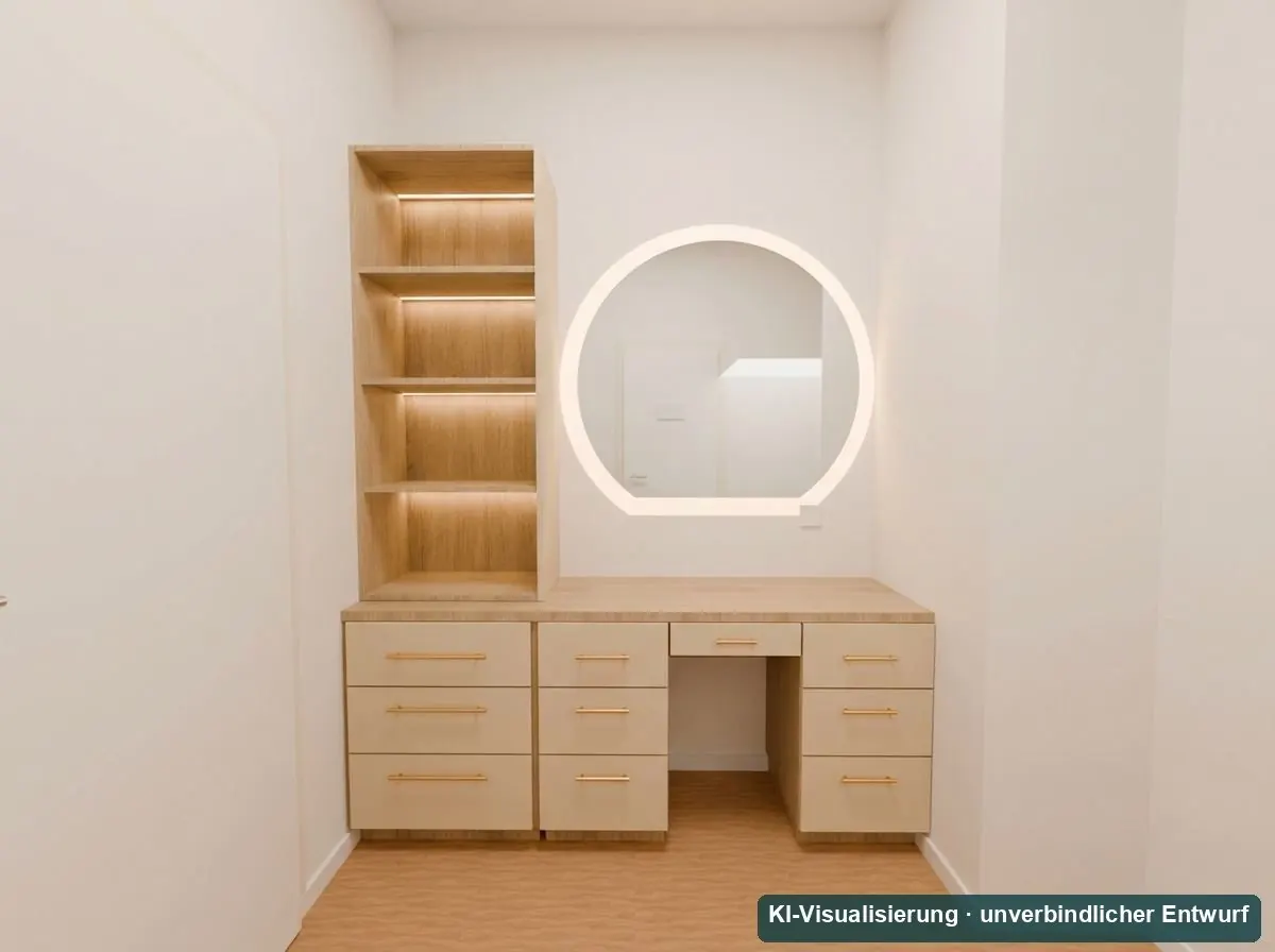 KI-Visualisierung: Schminkplatz im Raum